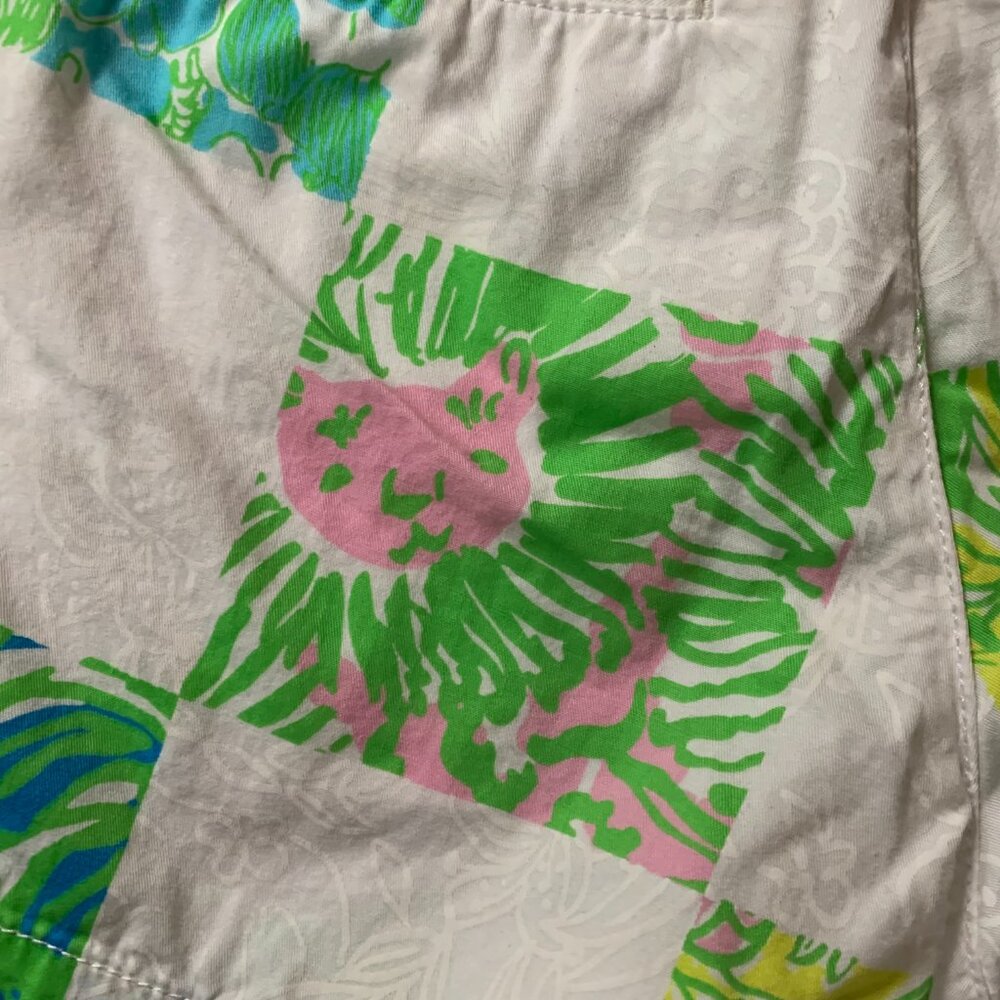 Lilly Pulitzer The Callahan Women's 0 Patchwork 100% Cotton Lioness Shorts GUC - Picture 10 of 16